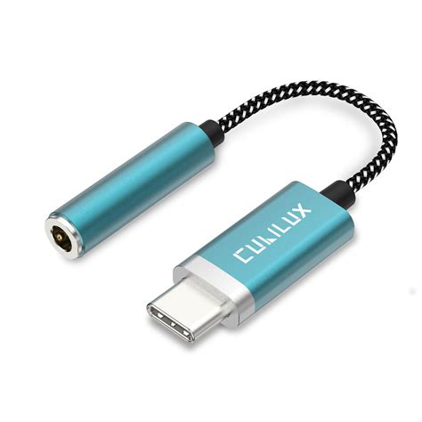 USB C Headphone Adapter with Hi-Res DAC-Blue&Silver – Cubilux