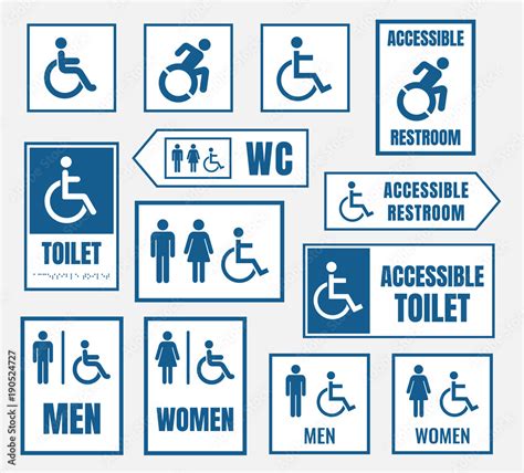 accessible toilet sign, restroom signs for disabled people Stock Vector | Adobe Stock