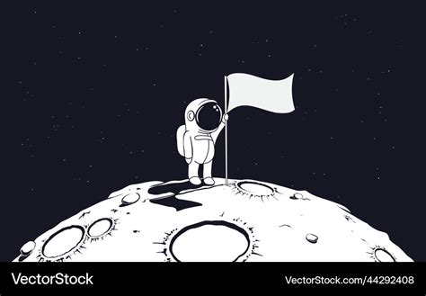 Astronaut holds a flag on planet Royalty Free Vector Image