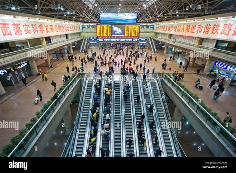 Chinese People inside Beijing West Railway Train Terminal Beijing China ...