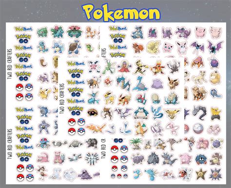 Pokemon Gen 1/Gen 2/Gen 3 character stickers for party