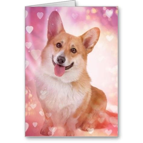 Smiling Corgi with Hearts Valentine Holiday Card | Zazzle | Valentine ...