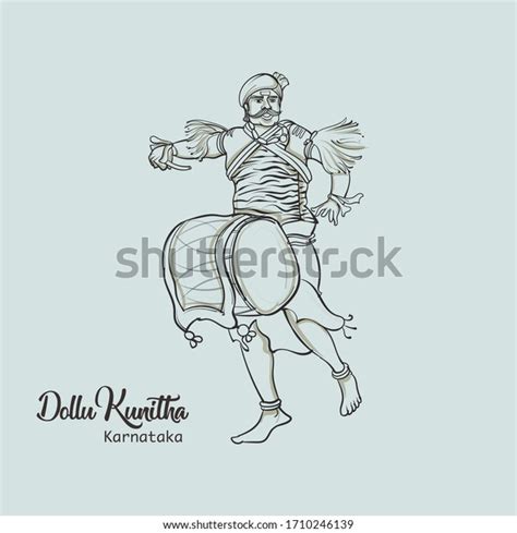 Dollu Kunitha Indian Drum Folk Dance Stock Vector (Royalty Free ...