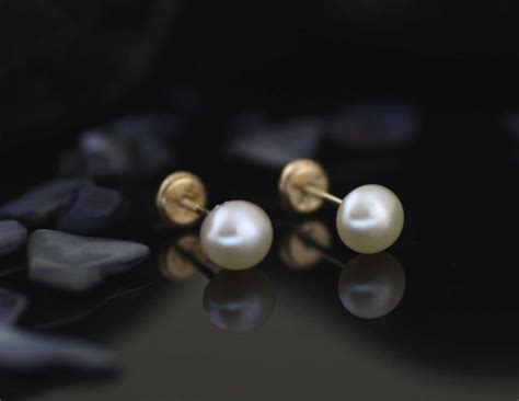 14k Gold Pearl Stud Earrings 14K Gold 6mm Pearl Stud 14k Big - Etsy