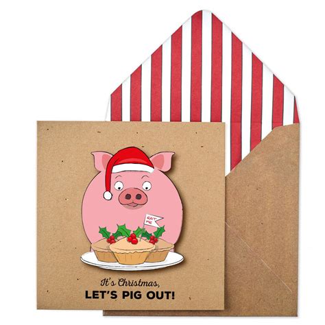 Handmade Greedy Christmas Pig Christmas Card Or Pack By Tache | notonthehighstreet.com