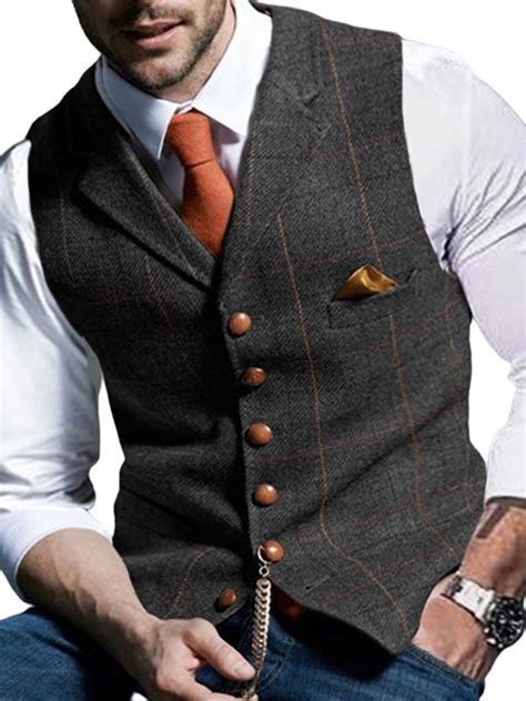 Ferndule Men Slim Fit Sleeveless Suit Vest Button Down Business Waistcoat Winter Basic Bottom ...