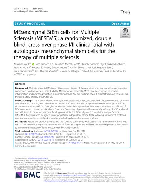 (PDF) MEsenchymal StEm cells for Multiple Sclerosis (MESEMS): A ...