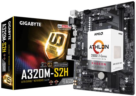 AMD Athlon 200GE 2-Cores 4-Threads 3.2 GHz + GIGABYTE GA-A320M-S2H ...