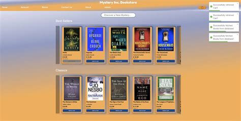 Full Stack online bookstore for purchasing mystery themed novels