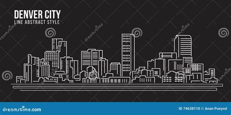 Cityscape Building Line Art Vector Illustration Design - Denver City ...