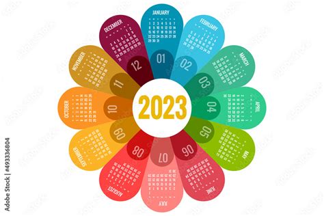 Round Calendar Planner for 2023. Calendar template for 2022. Stationery ...