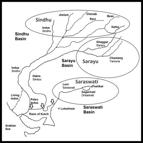 Ghaggar and Luni both flow into the Rann of Kutch and either could be the Saraswati of the Rig ...