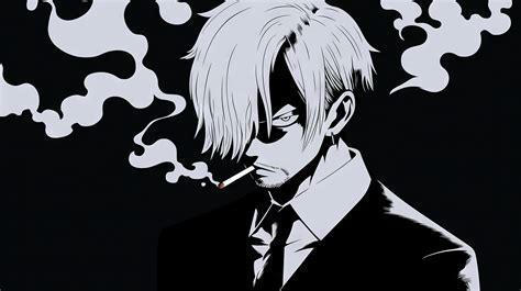 Sanji One Piece Smoking HD Black and White Wallpaper, HD Anime 4K Wallpapers, Images and ...