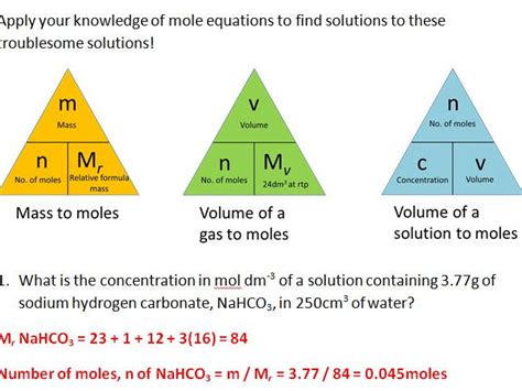 Moles and Solutions worksheet - Finding Solutions to Solutions ...