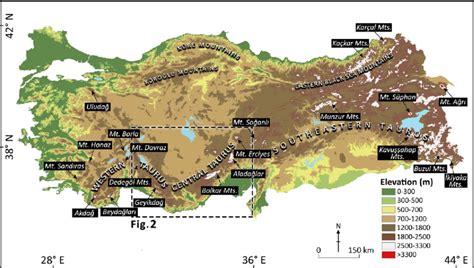 Turkey Mountains Map