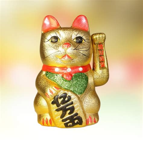 Large 25cm Gold Glitter Chinese Waving Lucky Cat