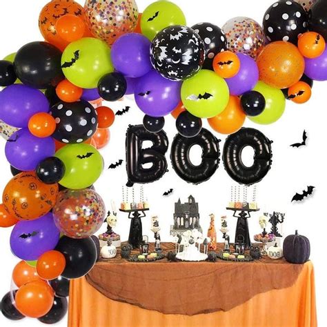 Black,Green,Purple Balloons Halloween Black BOO Backdrop Balloon Arch ...