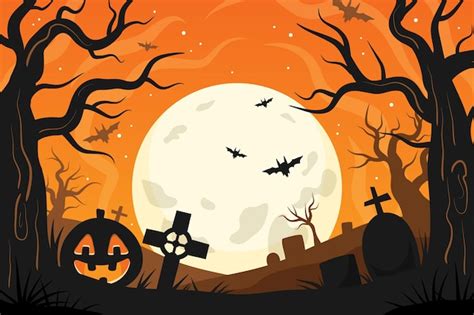 Hand Drawn Flat Halloween Background - Free Vector Templates - HD Stock Images