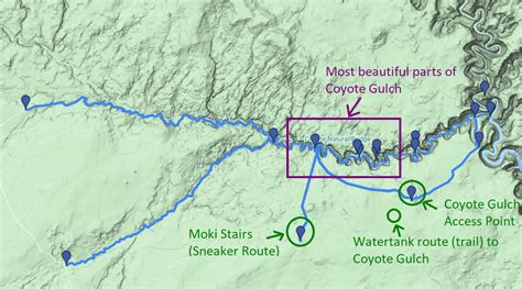 coyote gulch trail map for one day hikes | The Nature Seeker