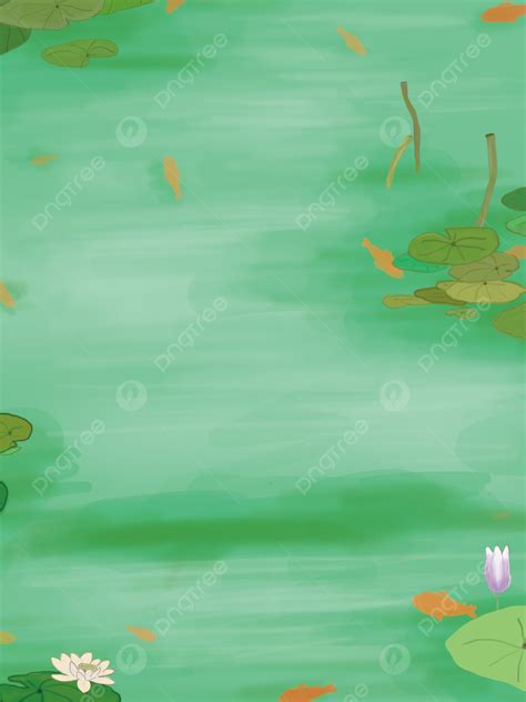 Painted Lotus Pond Background Wallpaper Image For Free Download - Pngtree