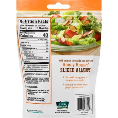 Fresh Gourmet® Honey Roasted Sliced Almonds Salad Topping, 3.5 oz - Kroger