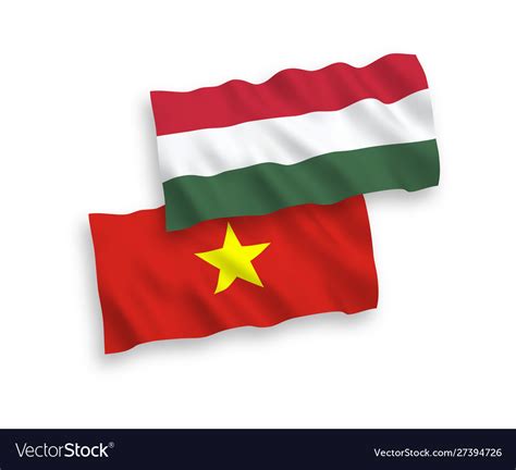 Flags vietnam and hungary on a white background Vector Image