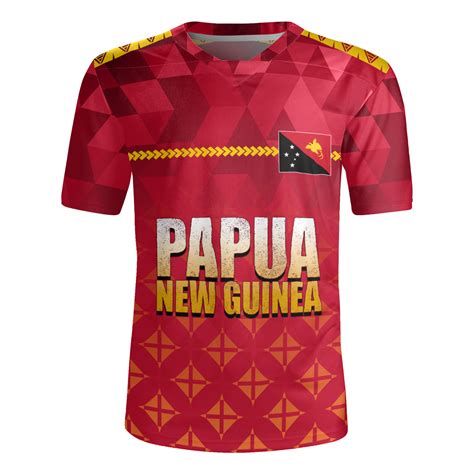 Papua New Guinea Rugby Jersey Lowpolly Pattern with Polynesian Motif