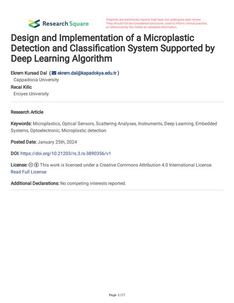 (PDF) Design and Implementation of a Microplastic Detection and ...