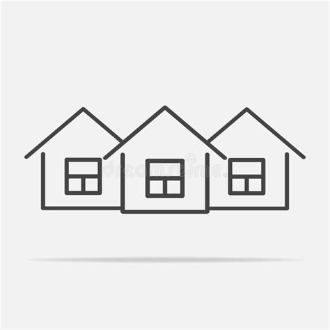 Houses Vector Icon on Gray Background. Home Symbol with Shadow Stock Vector - Illustration of ...