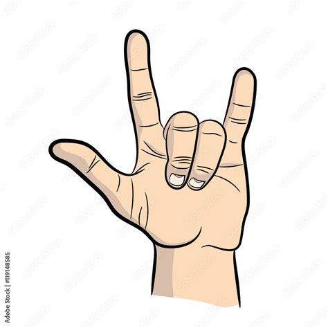 Hand in rock n roll sign, Hand rock gesture. icon rock n roll Stock ...