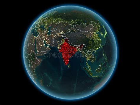 India on Planet Earth from Space at Night Stock Illustration - Illustration of lights, indian ...