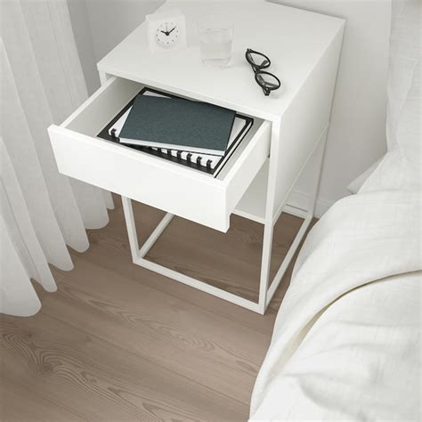 VIKHAMMER white, Bedside table, 40x39 cm - IKEA