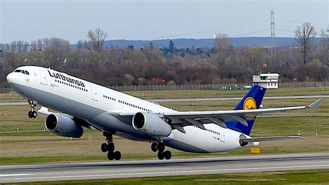 Lufthansa Airbus A330-300 - takeoff at Düsseldorf Airport - YouTube