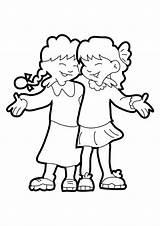 Two Girls Hugging On Friendship Day Coloring Page  Sky sketch template