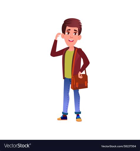 Boy student with bag in college cartoon Royalty Free Vector