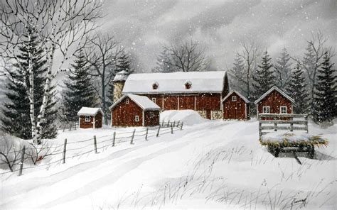 Door Country Farm ~ Kathy Glasnap | Snow scenes, Scene background, Barn ...
