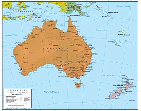 Australia Wall Map GeoPolitical Deluxe Edition