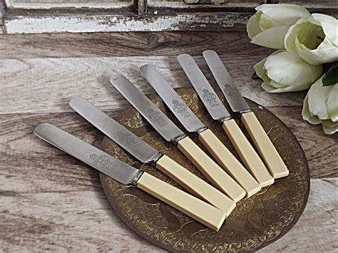 Ivorine Faux Bone Square Handle Dinner Knife Set of Six W. Marshall ...