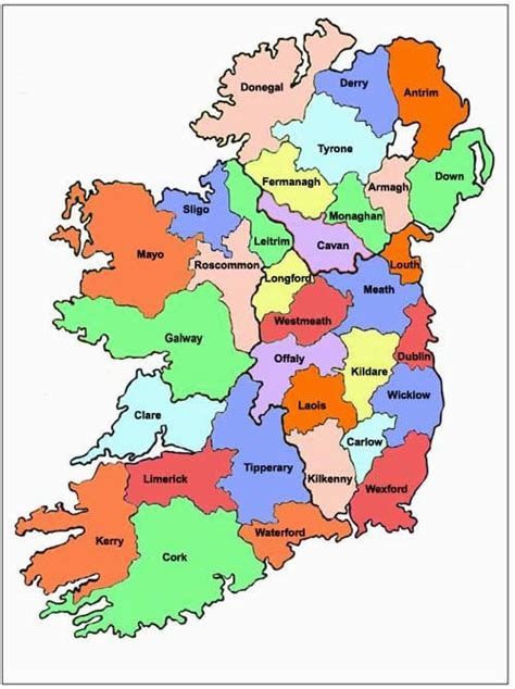 Map Of County Down Ireland Map Of Ireland Ireland Map Showing All 32 Counties Ireland In ...