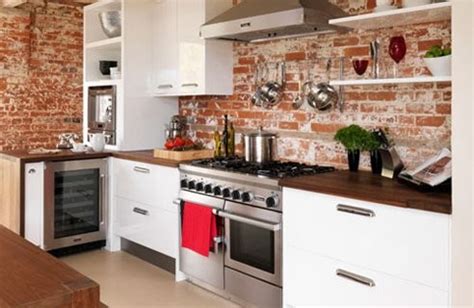 Red Brick Wallpaper In Kitchen - Traditional - Kitchen - Houston - by ...