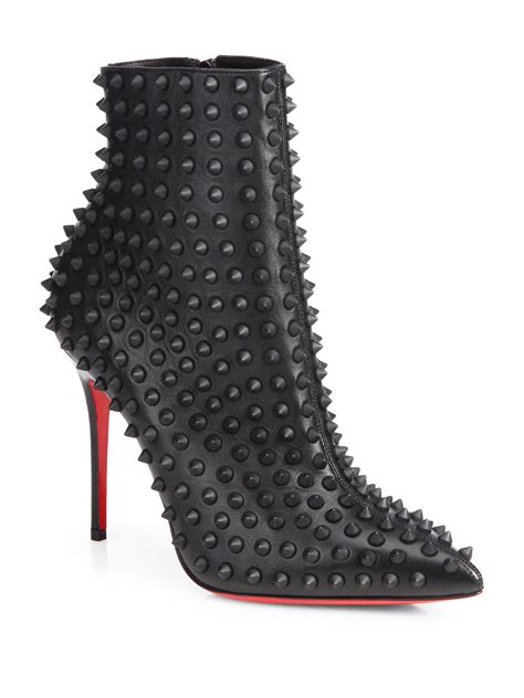 Lyst - Christian Louboutin Snakilta Spiked Leather Ankle Boots in Black