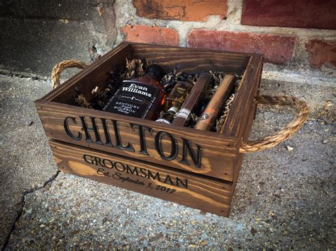 Wooden crate, Father's Day gift, Groomsmen gift box, Gift box for men, Best man proposal, Grooms ...