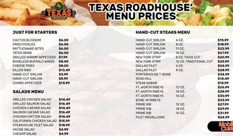 Texas Roadhouse Menu With Prices March 2024