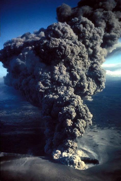 Free photograph; aerial, view, erupting, smoking, volcano