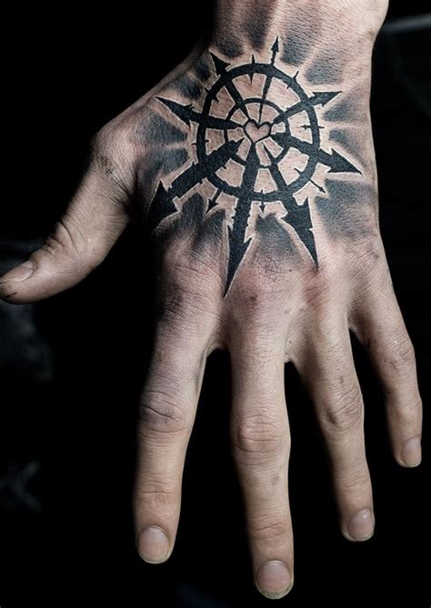 Chaos Star Hand Tattoo by Mehdi Rasouli Palm Tattoos, Symbol Tattoos, Star Tattoos, Horus Tattoo ...