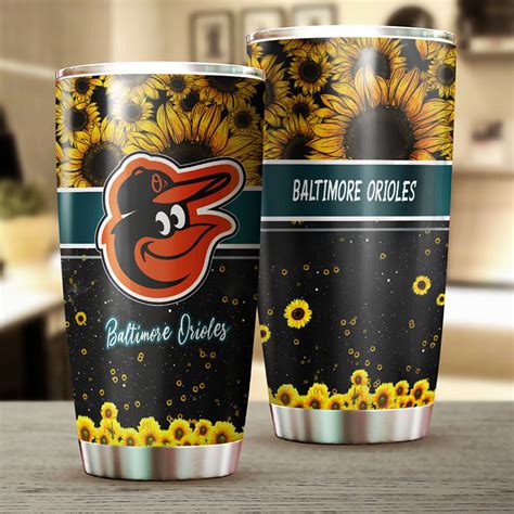 Baltimore Orioles MLB Tumbler with Stunning Sunflower Design for Baseball Fans - Herasem