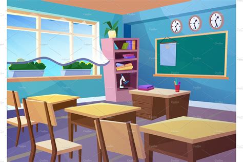 Empty school classroom interior | Education Illustrations ~ Creative Market