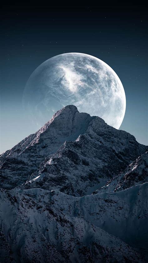 Supermoon Behind Mountain iPhone Wallpaper HD - iPhone Wallpapers