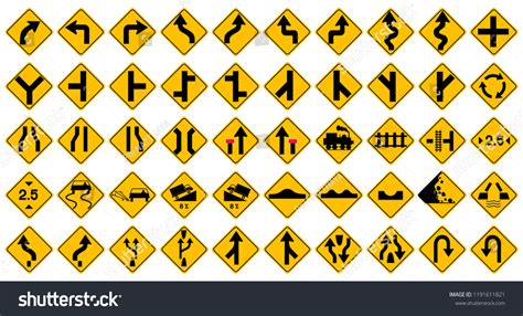 Collection Warning Prohibition Information Yellow Traffic Stock Vector ...