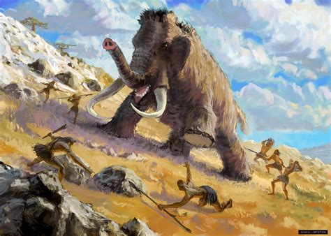 mammoth hunters | Prehistoric animals, Prehistoric world, Prehistoric ...